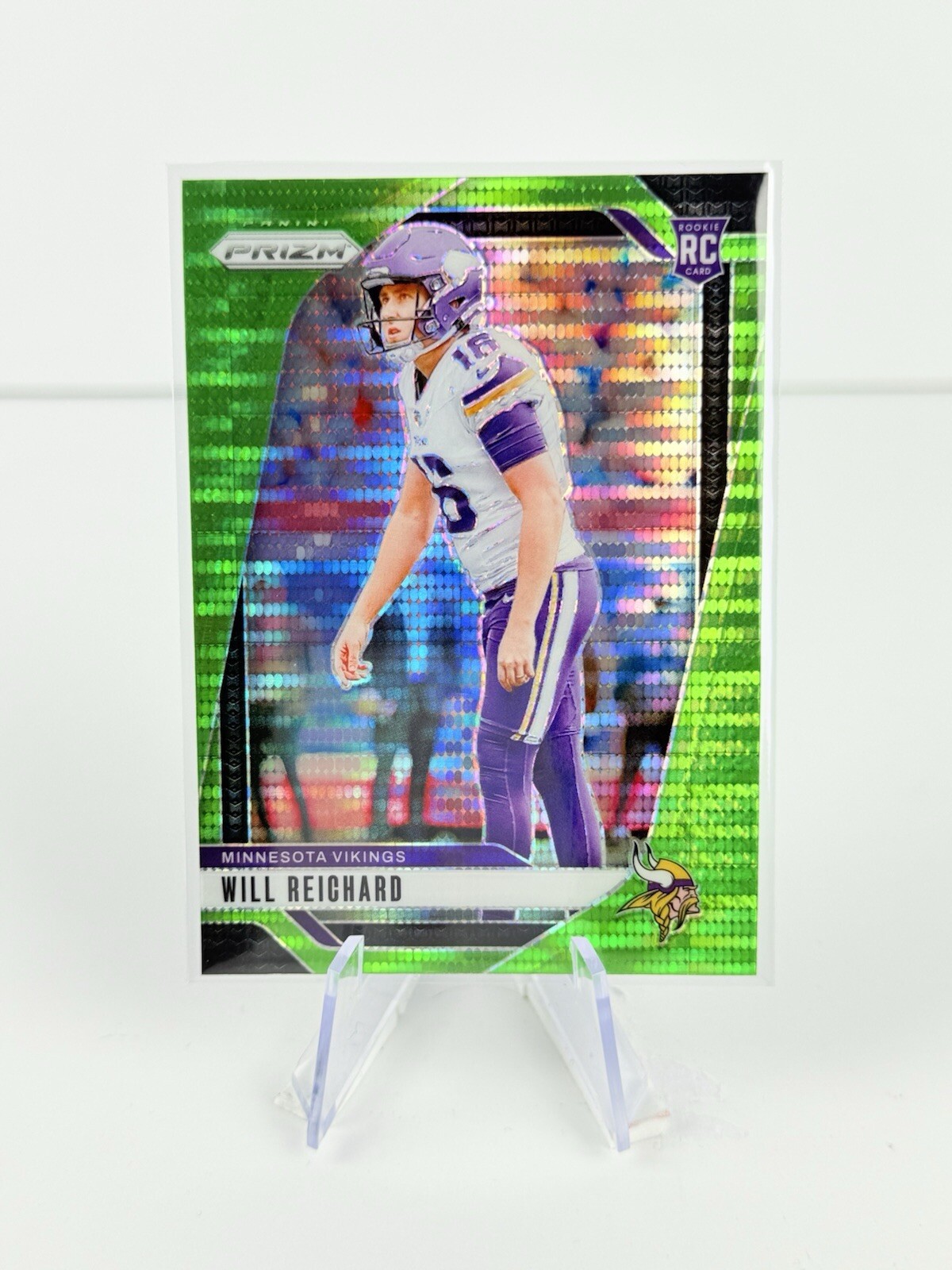 2024 Prizm Will Reichard Rookie Neon Green Pulsar RC #396 Minnesota Vikings 🔥