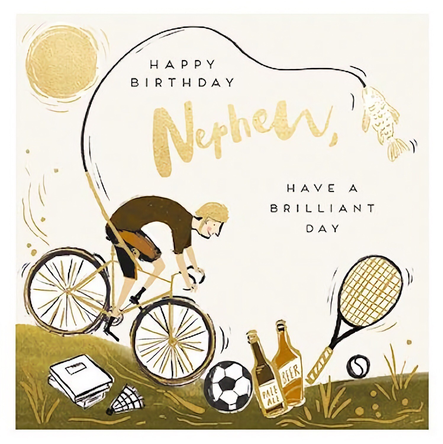 Happy Birthday Nephew Card Premium Have A Brilliant Day Cycling Football Tennis