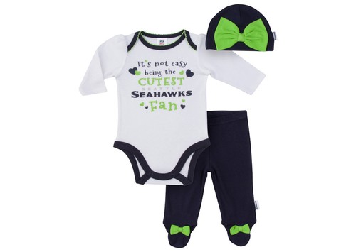 Seattle Seahawks Baby Girl 3pc Onesie 