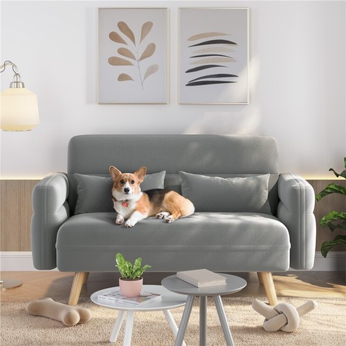 Sofá de 2 plazas acolchado con 2 cojines lumbares asiento 96 × 51 cm Sofa Tela - Imagen 17 de 25