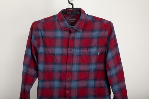 Eddie Bauer Shirt Mens Extra Large Red Blue Plaid Flannel Long Sleeves - Picture 2 of 8