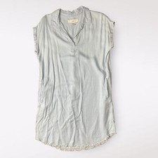 Thread + Supply Chambray V-Neck Mini Dress with Pockets Size M