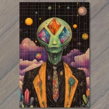 Art Print Alien Creature Moonlight Crypto Galaxy Sci-Fi Business Suit Geometric