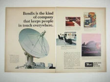 Vintage 1966 Bendix Print Ad 2 Pages Satellite Communication NASA Tracking