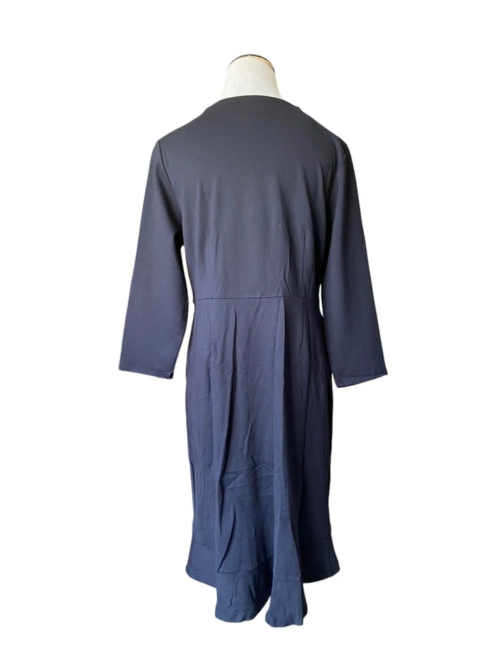 Vestido para mujer Jill Ponte tejido con volantes dobladillo talla M azul minimalista ropa de trabajo de oficina Foto 3 de 4