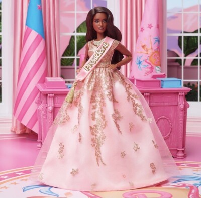 barbie pink and gold dress President The Movie Doll & Afro American In Shipper upload-20250113-US