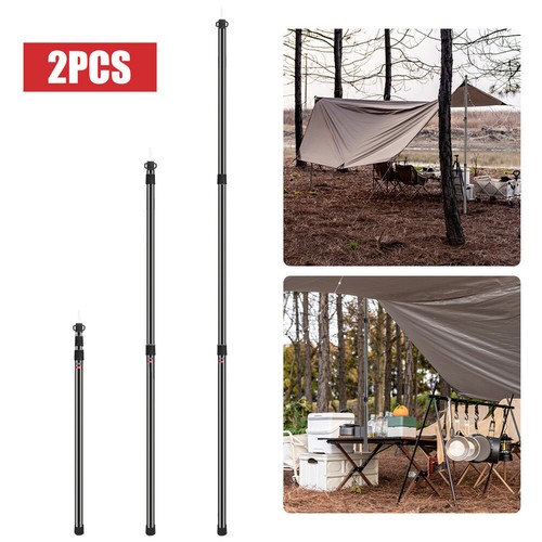 2× Tent Pole Telescopic Adjustable Tarp Poles for Camping Canopy Awning Shelter - Picture 29 of 38