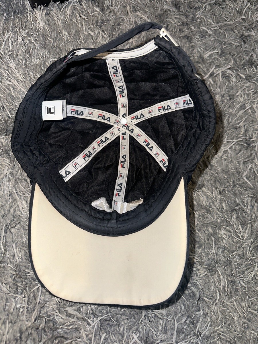 Fila Embroidered Logo Sample- Strapback Hat Cap Black - Low