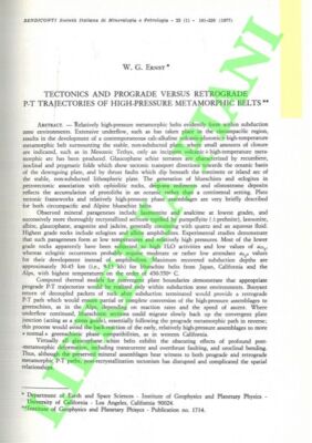 ERNST W.G. - Tektonik und Programm versus retrograde P-T Trajektorien von hoch