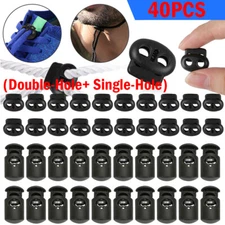40X Single Double Hole Spring Elastic Drawstring Rope Cord Lock Clip End Stopper
