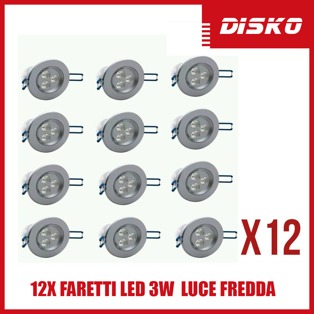 Offerta 12 Faretti LED 3W Incasso Molla Luce Fredda Economici