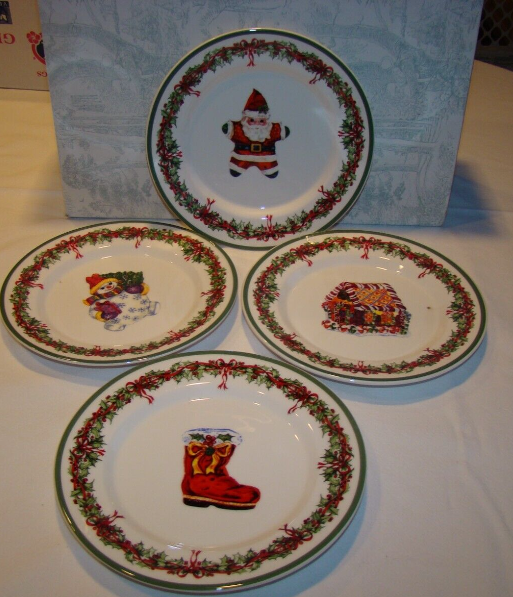 Vintage Christopher Radko Christmas Salad/Dessert Plates sets of 4 eBay