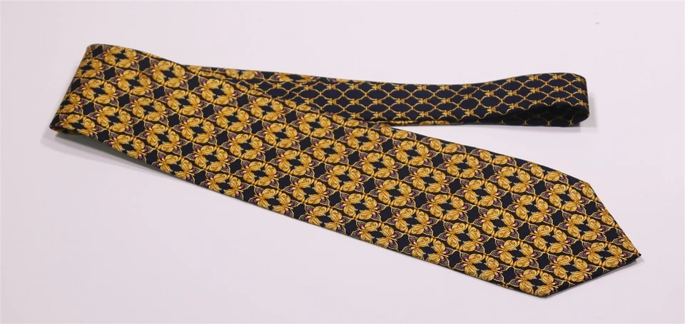 Corbata Versace Vintage Años 80 90 Dorada Negra Mariposa Seda Foto 2 de 4