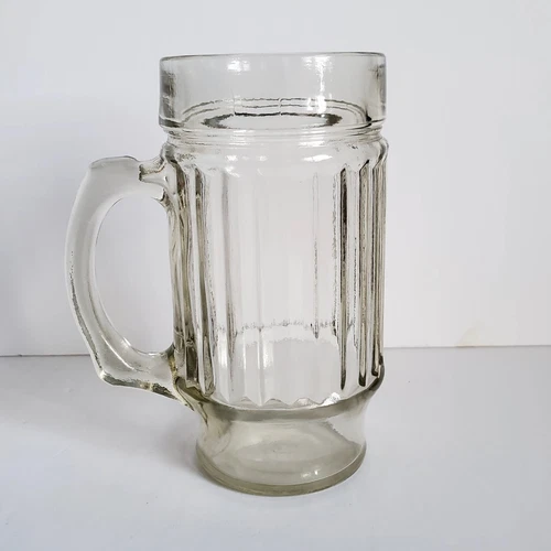 Vintage Anchor Hocking Ribbed Beer Mug Glass Numbered 47 On Bottom VTG Glass