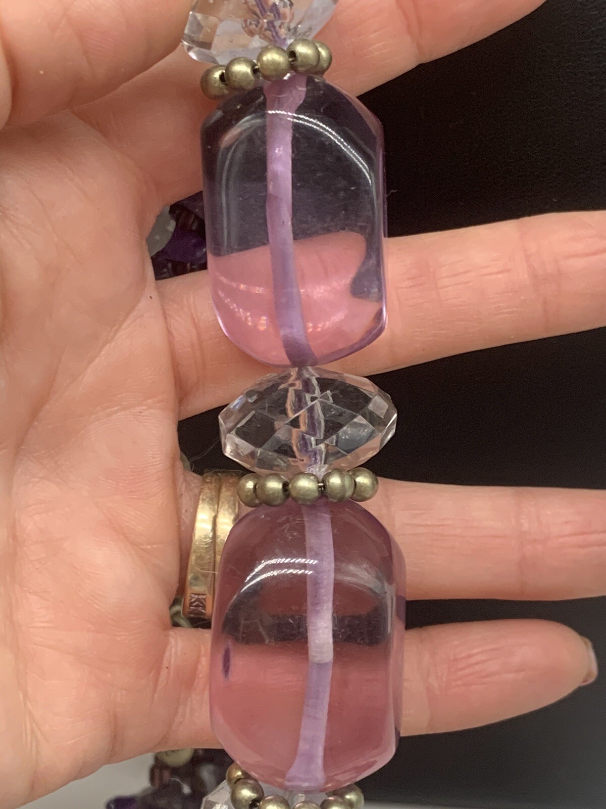 Loft Amethyst Gemstone Chip Lucite Statement Purp… - image 8