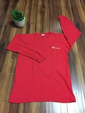 vtg 80's CHAMPION mens "CLASSIC LOGO" large MADE IN USA jersey HENLEY t-shirt