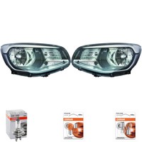 Halogen Scheinwerfer Set H4 Schwarz FüR KIA Soul II Inklusive Lampen