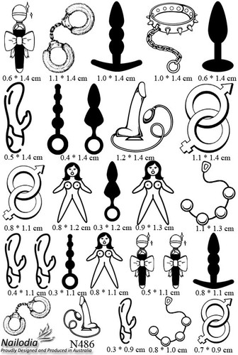 Funny Sex Gear Nail Art Decal Sticker Water Transfer Slider - Picture 11 of 11