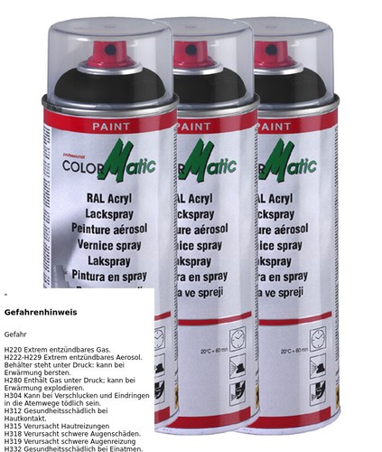 3x COLORMATIC RAL ACRYL LACKSPRAY 9005 TIEFSCHWARZ GL�NZEND 856631 400ml