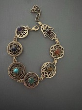 7 chakra Healing stone Brass Link bracelet/yoga Jewelry Mandala Hansa Bracelet