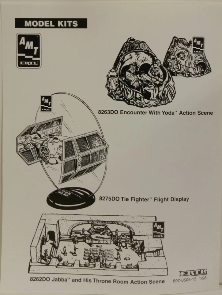 RARE 1996 Lot of 3 Black & White AMT/ERTL Star Wars Clip Art - Image 2 of 4