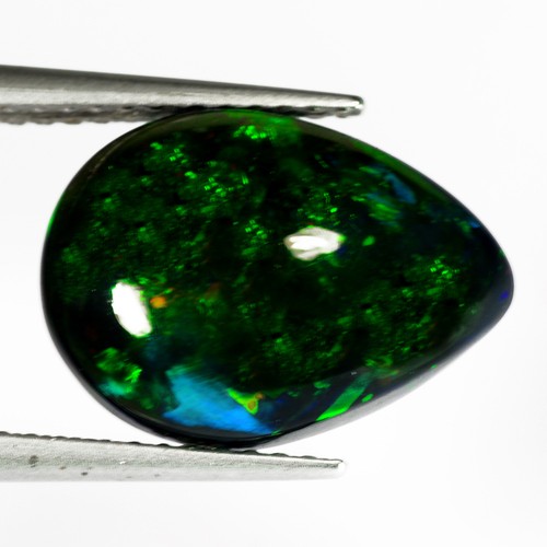 3.22 Ct Rarest Fire (13 x 9 mm) Multi Color Flashy 3D Harlequin Welo Black Opal