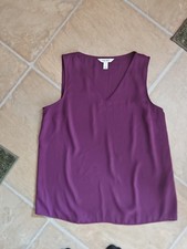 Nine West Women's Purple V-Neck Sleeveless Blouse Tank Top Sz S Cami