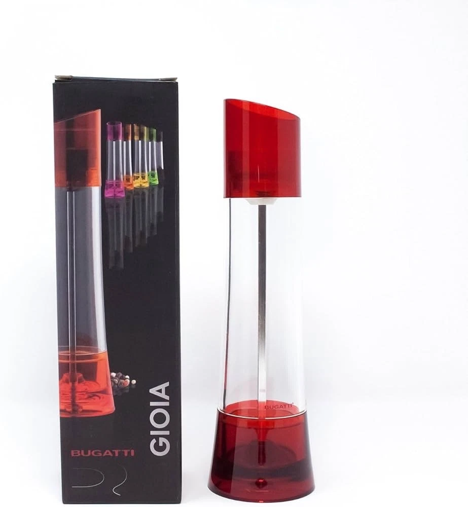 Bugatti Gioia or Glamour salt and pepper mill in red. - NIB