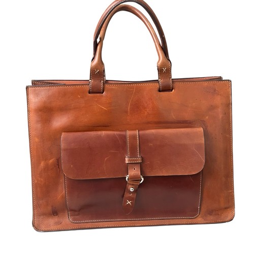 Franklin Covey Full Grain Leather Tornister Teczka Torba Magnetyczne zamknięcie Brązowa