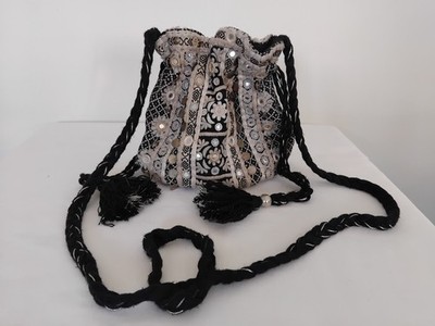 Schultertasche Monsoon gewebt ethnisch verspiegelt Kordelzug Seilgriff | Boho Indien