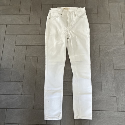 Madewell High Rise Skinny Jeans White Denim Pants Fitted Clean Hem