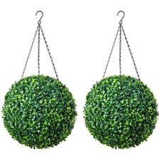 Artificial Boxwood Topiary Balls UV Protected Garden Hanging Plants 2 x 28cm