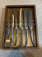 Vtg Saladmaster Cutlery MCM 6 Knife set 402, 406, 405, 403, 408, & Paring  Knife