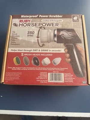 Horsepower Scrubber, Waterproof, Electric Power, Spins 350 RPM, 5 Brush Heads...