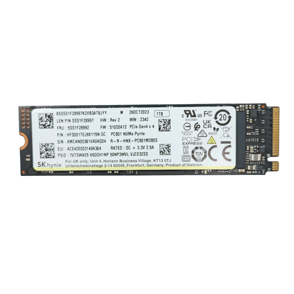 SK hynix HFS001TEJ9X115N 1TB M.2 NVMe PCIe Gen3 x4 Internal Solid