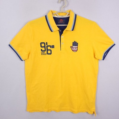Celio Yachting Polo Shirt Men XXL Yellow Cotton 96 Surf Board