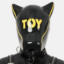 FURRJOI Silicone Yellow BDSM IDO Drone Hood Dog Mask Headgear For Halloween