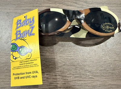 #ad NEW Baby Banz Sunglasses 0 2 Years Old Wrap Around 100% UV Protection camo $12.99