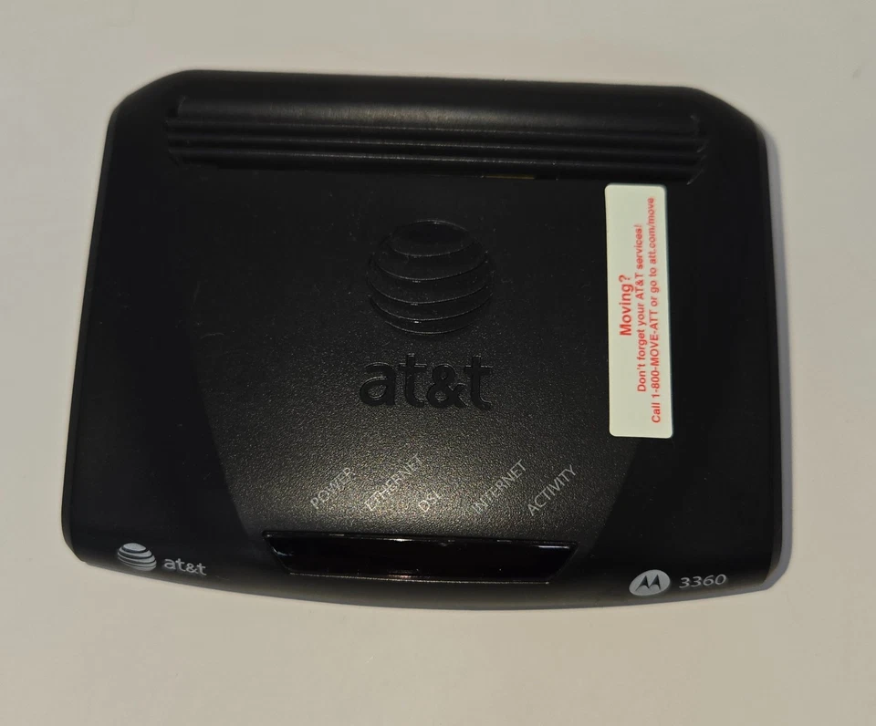Motorola 3360 AT&T U-Verse DSL Modem with AC Adapter Tested Ethernet 10/100 - Image 3 of 4