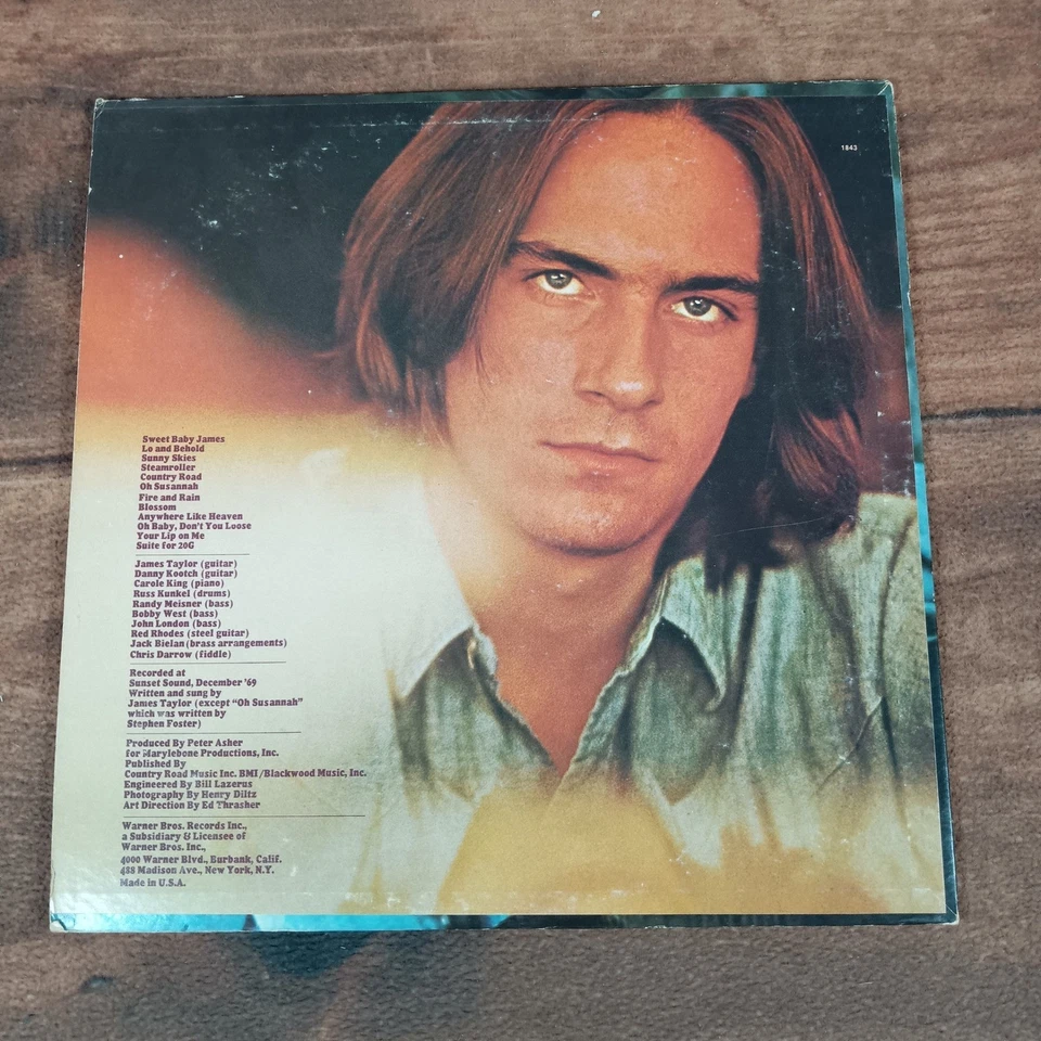 James Taylor Sweet Baby James Vinyl Record LP Warner Bros Records WS 1843 - Image 2 of 4