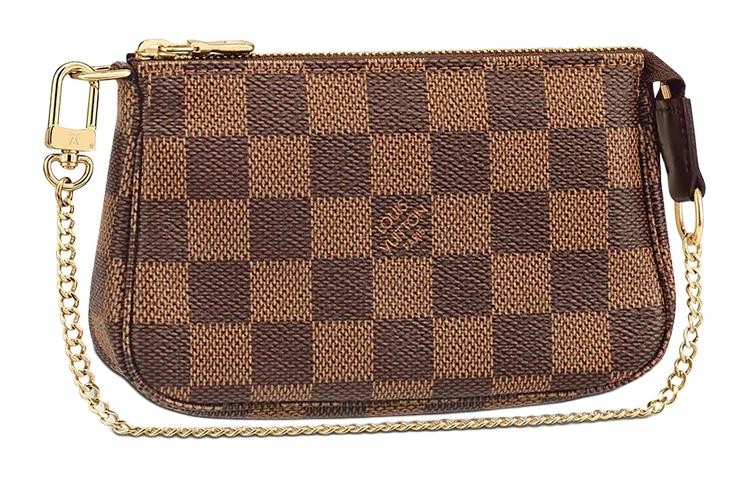 Louis Vuitton Pochette Accessories Checkered Classic Portable Leather Mahjong