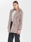 Ena Pelly Size 8 Minimalist Faux Fur Jacket Coat in Stone - Like New