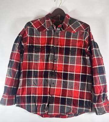 Filson Shirt Mens XL Plaid Western Trim Fit Snap Button Flannel ~ EXCELLENT