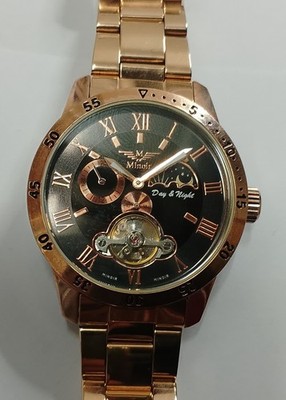 Minoir Avignon Herrenuhr Automatik Uhr Offene Unruh Sichtboden Mondphase P8