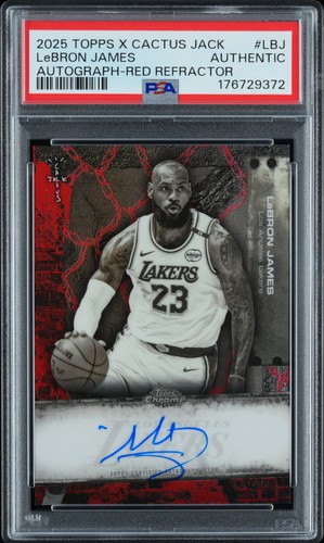 2025 TOPPS CHROME X CACTUS JACK AUTOS #LBJ LEBRON JAMES 1/5 PSA AUTHENTIC