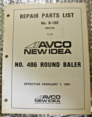 Avco New Idea Repair Parts List Manual No 486 Round Baler