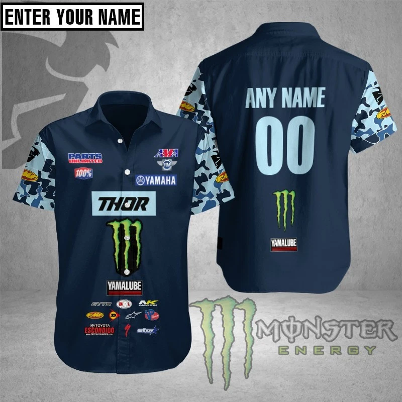 Yamaha Racing Custom Name and Number Hawaiian Shirt