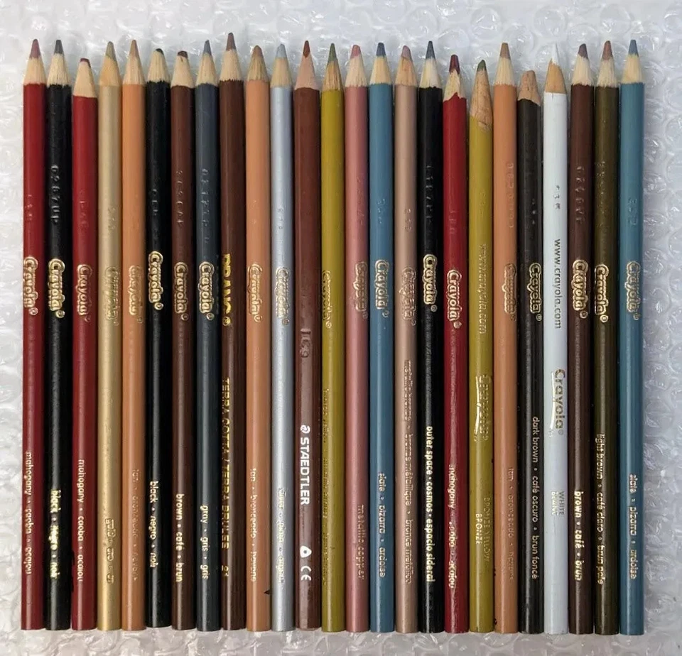 50 Crayola Gray Brown Metallics Colored Pencil Crayon Set Used School Art Supply - Image 2 of 4