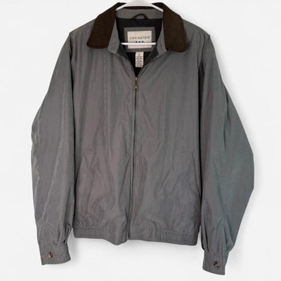 Covington Men's Grey Jacket Leather Collar Old Money Style Grunge Dark Academia