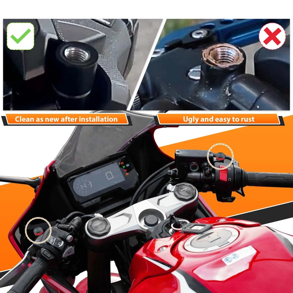 Enchufe de orificio de espejo retrovisor de motocicleta M10x1.25 de doble color para Ducati Yamaha 3 piezas Foto 4 de 4